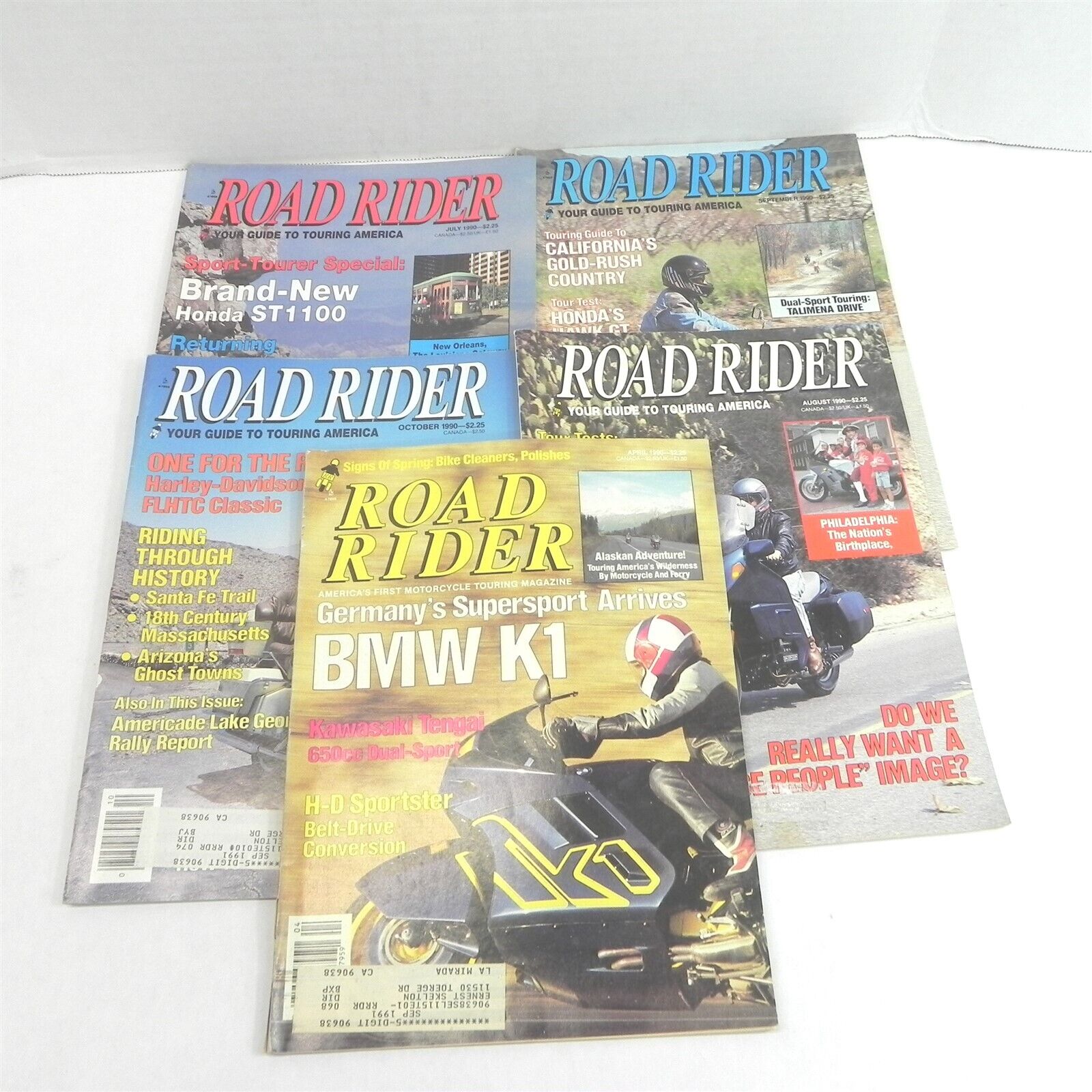1990 ROAD RIDER MOTORCYCLE MAGAZINE LOT OF 5 ISSUES SPORT BIKES HARLEYS TOURING