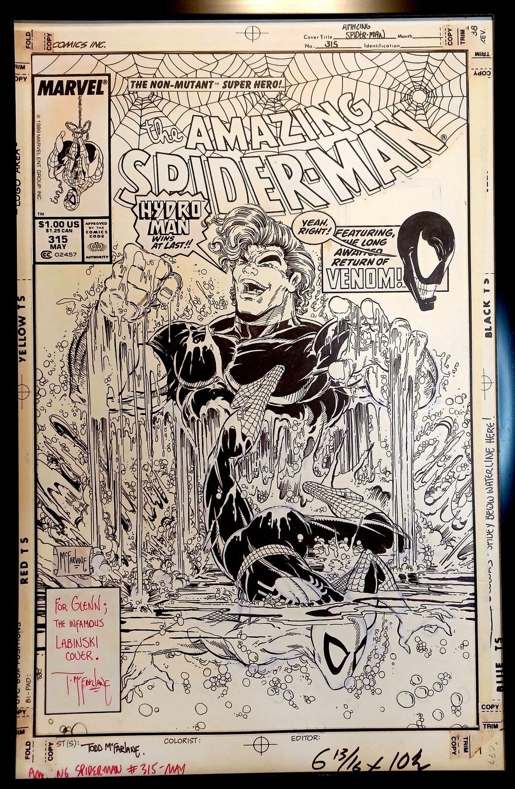 Amazing Spider-Man #315 by Todd McFarlane 11x17 FRAMED Original Art Print Comic 