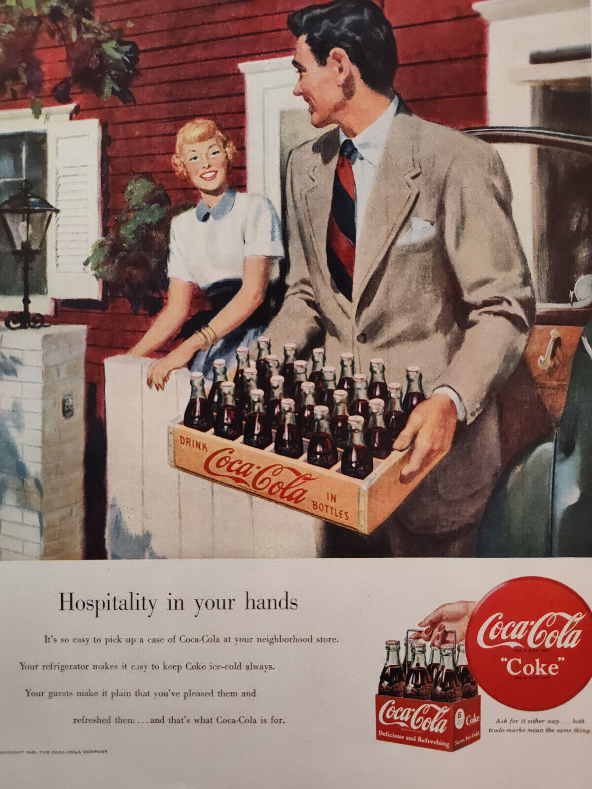 Vintage Ad Advertisement COCA COLA Coke Hospitality in your Hands 1949