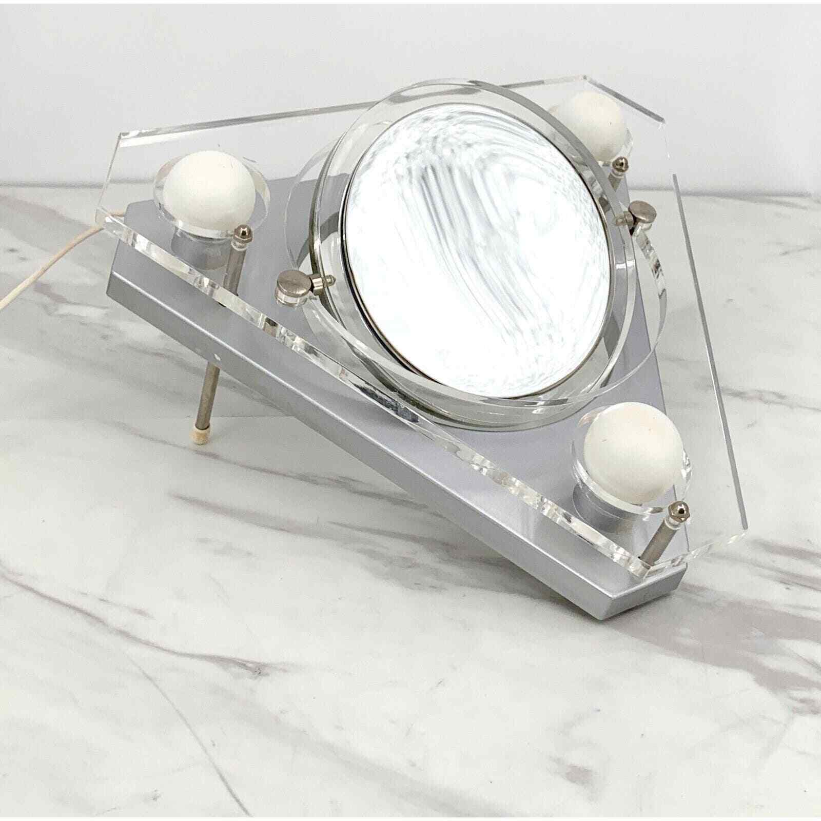 Vintage 80\'s Lucite Vanity Makeup Mirror Rialto 2 Sided Magnifying Lighted