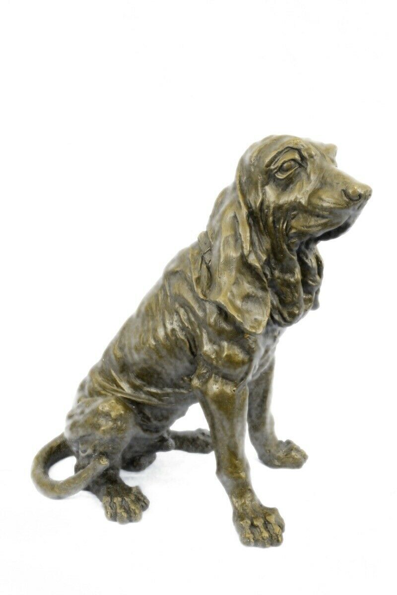 Art Deco Bronze Sculpture Statue Basset Bloodhound Hound Dog Sleuth Figurine LRG