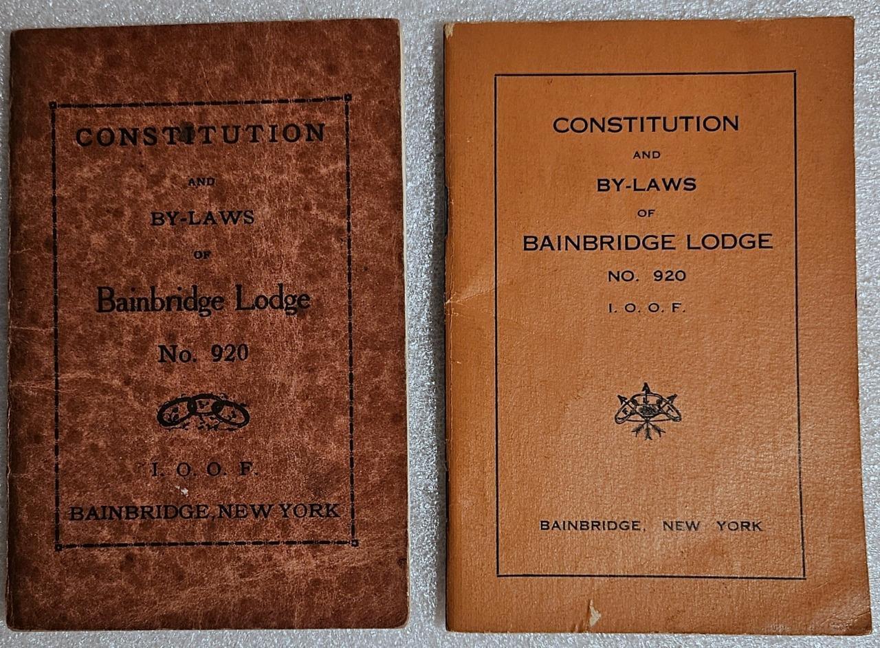 1908 & 1929 IOOF Constitution By-Laws of Bainbridge Lodge - Odd Fellows Lot of 2