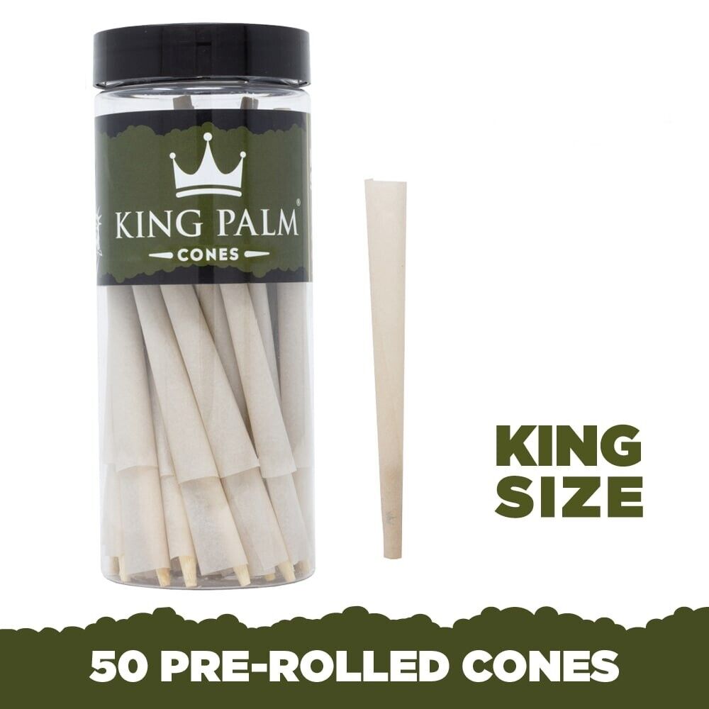 King Palm | King Size | Pre-rolled Cones Holds 1 Gram | 50 Pack Tube
