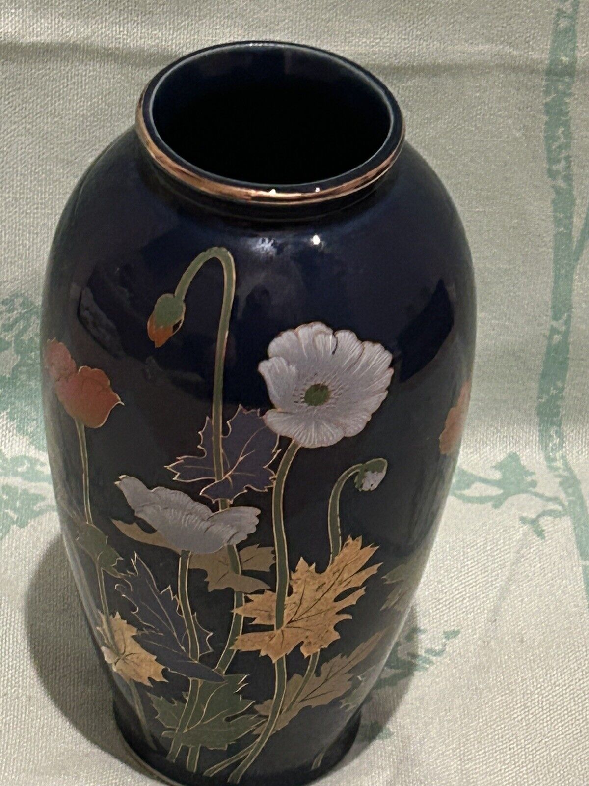 Vintage Cobalt Blue Floral Vase