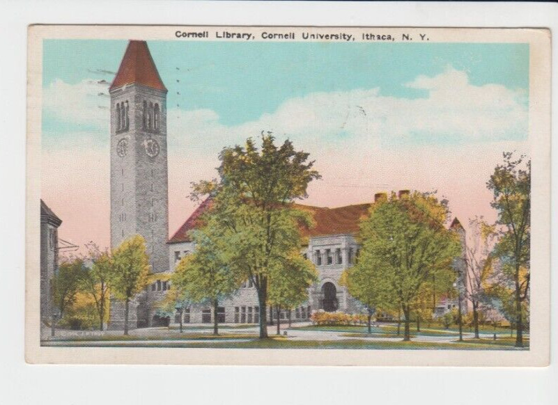 Postcard NY Ithaca New York Cornell University Library c.1923 G10