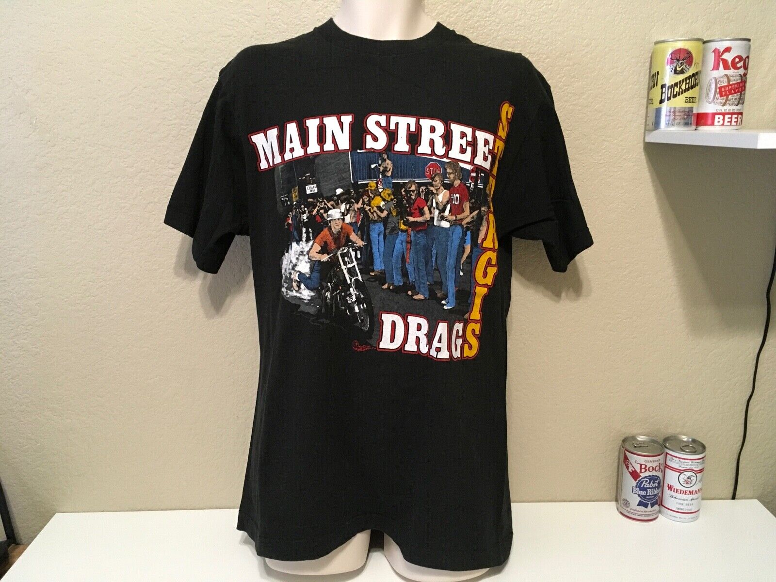 1987 Main Street Drags STURGIS  Black Hills Rapid City SD Harley Davidson Shirt