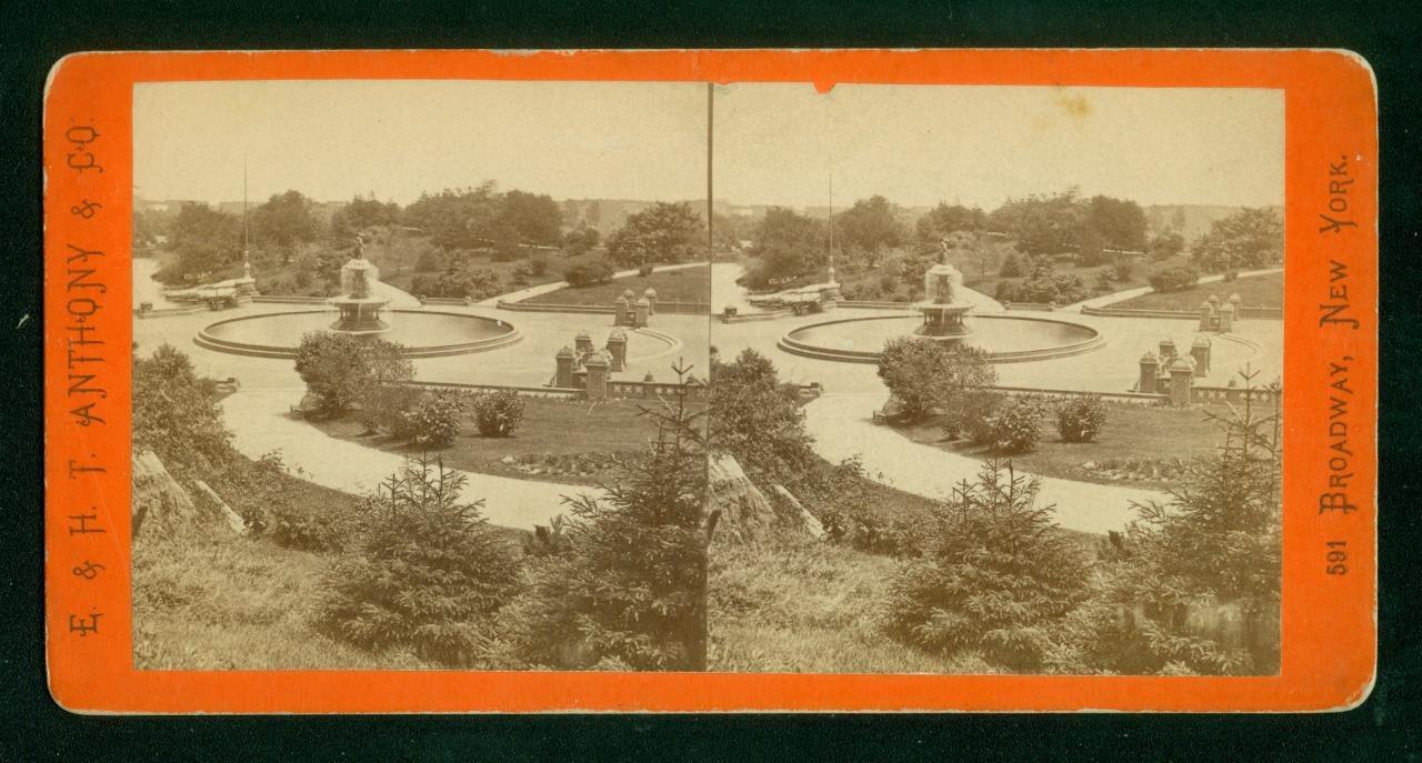 a720, E & H T Anthony Stereoview, #8600, The Fountain & Lake-Central Park, 1880s