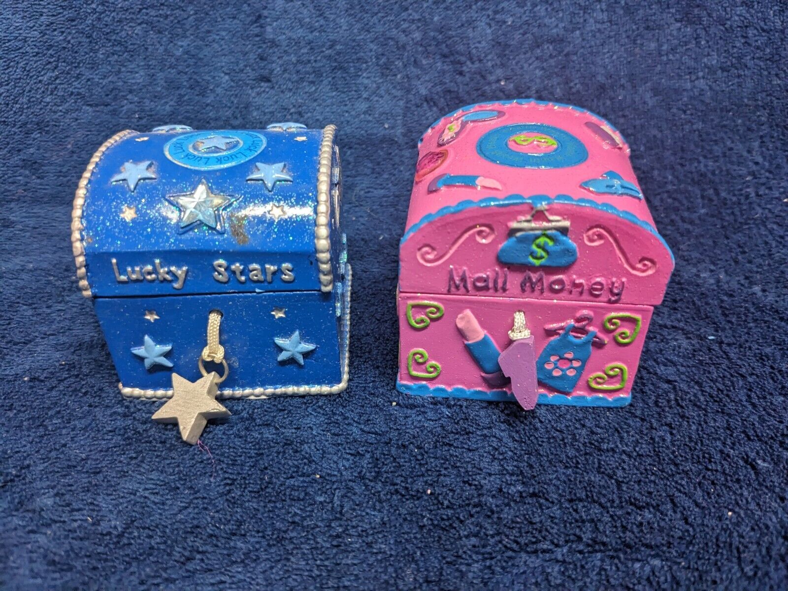 2 Claire’s 2000 Y2K Vintage Trinket Box Lot Lucky Star + Mall Money Wealth