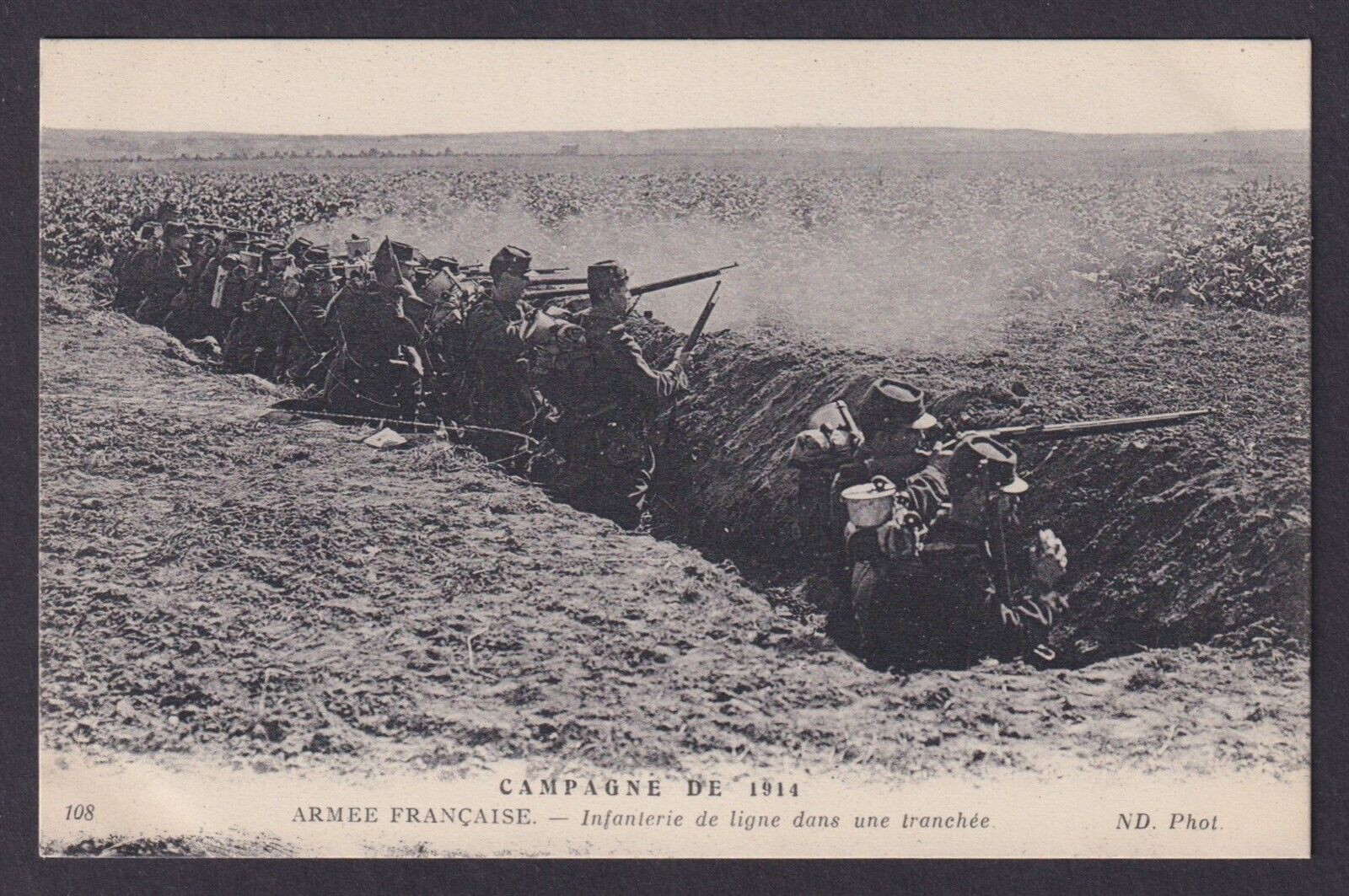FRANCE, Postcard, Line infantry in a trench, Propaganda, WWI
