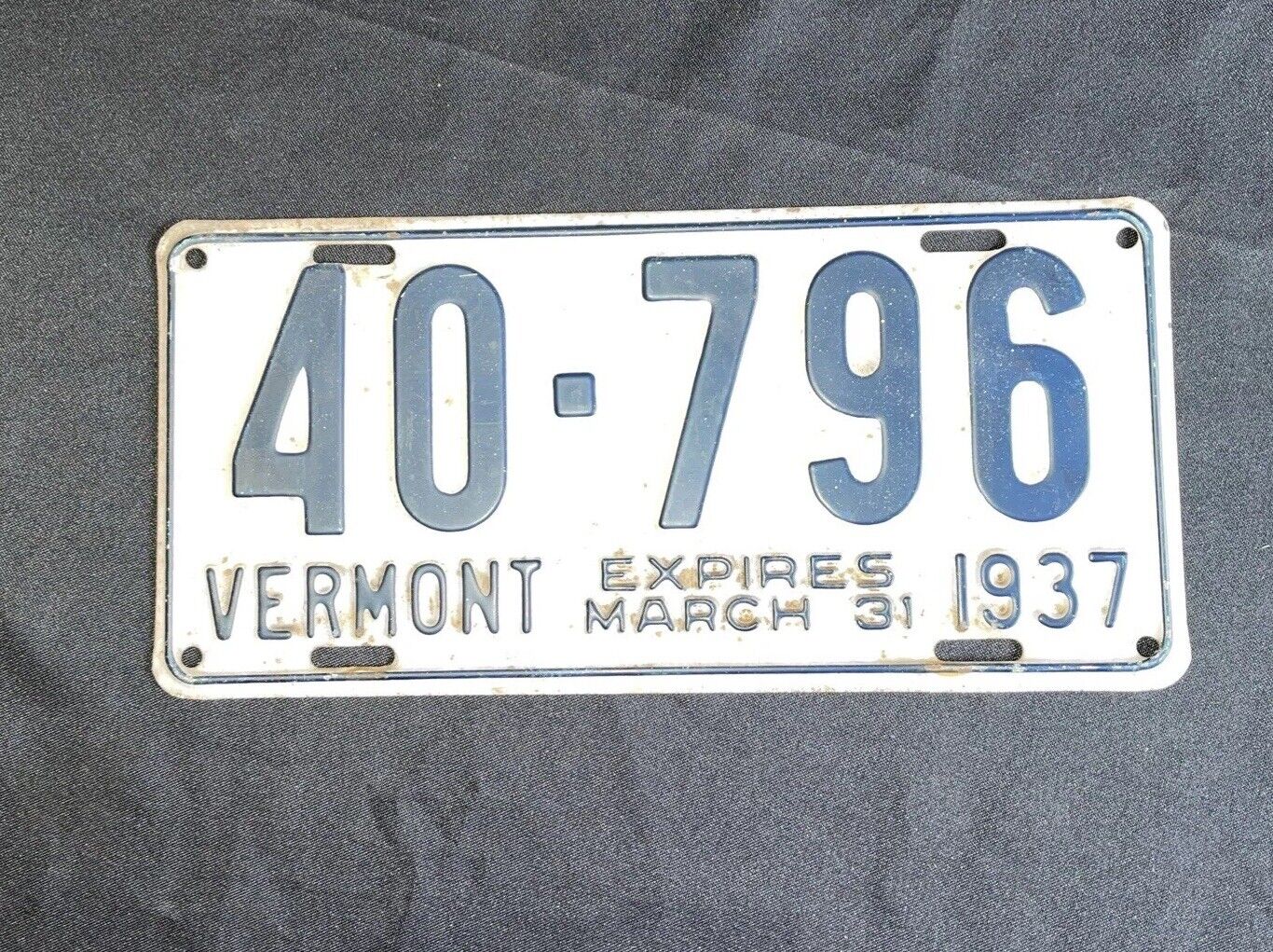 1936 Vermont License Plate - Original 1937