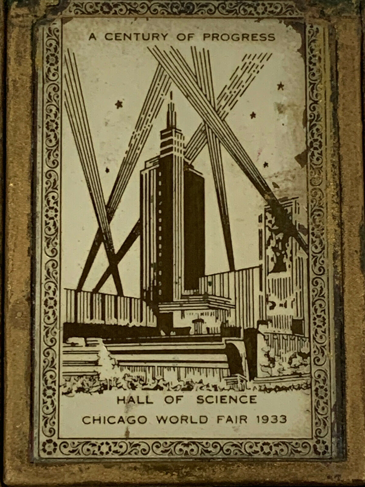 Antique Chicago World Fair 1933 Powder Compact Girey  Century of Progress