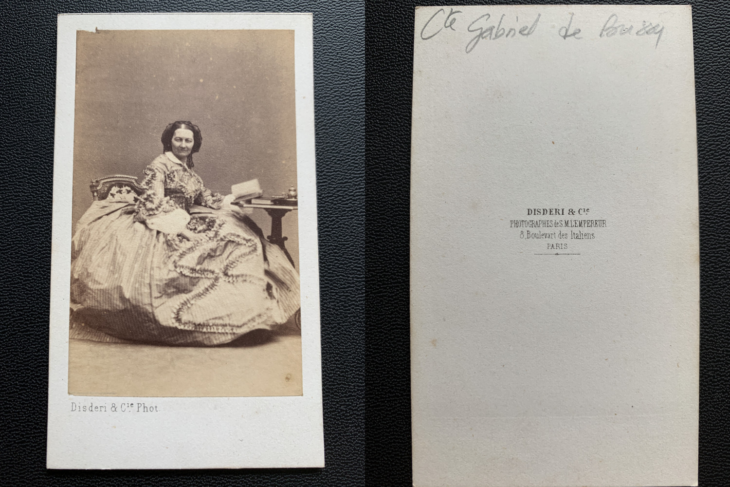 Disderi, Paris, the Countess Gabriel de Bussy Vintage Albumen Print CDV.  Shooting