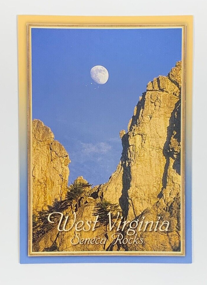 View of the Rising Moon at Seneca Rocks West Virginia Postcard Unposted