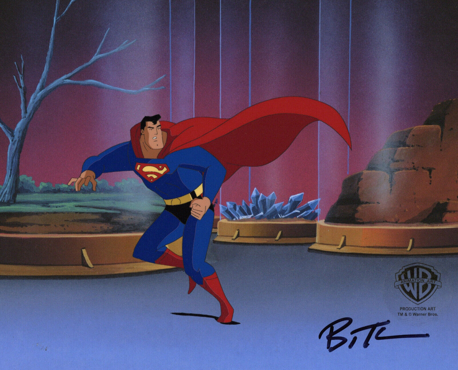 Superman Animated Series-Original Prod Cel-Superman-The Main Man-Signed Timm