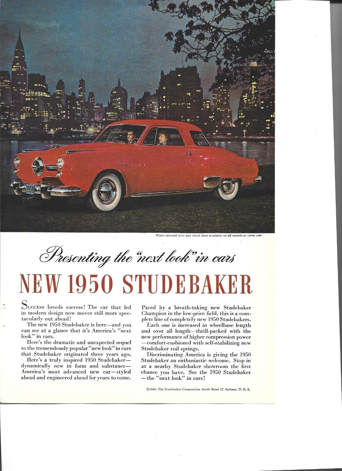 2 Original 1950 Studebaker vintage print ad (ads), 1 sedan and 1 coupe