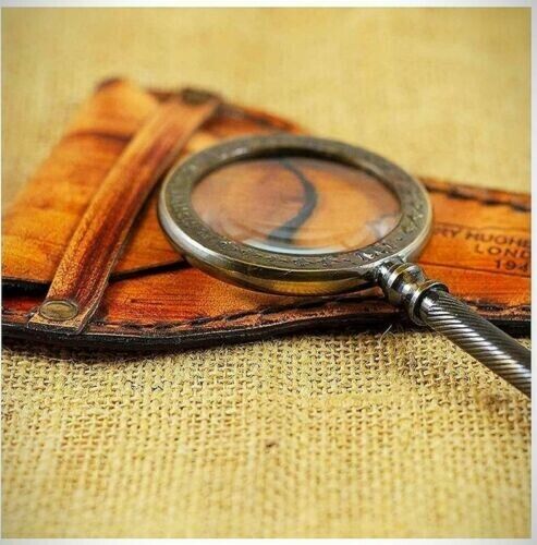 Antique Brass Handheld Magnifying Glass For Reading Inspection, Collectible Gift