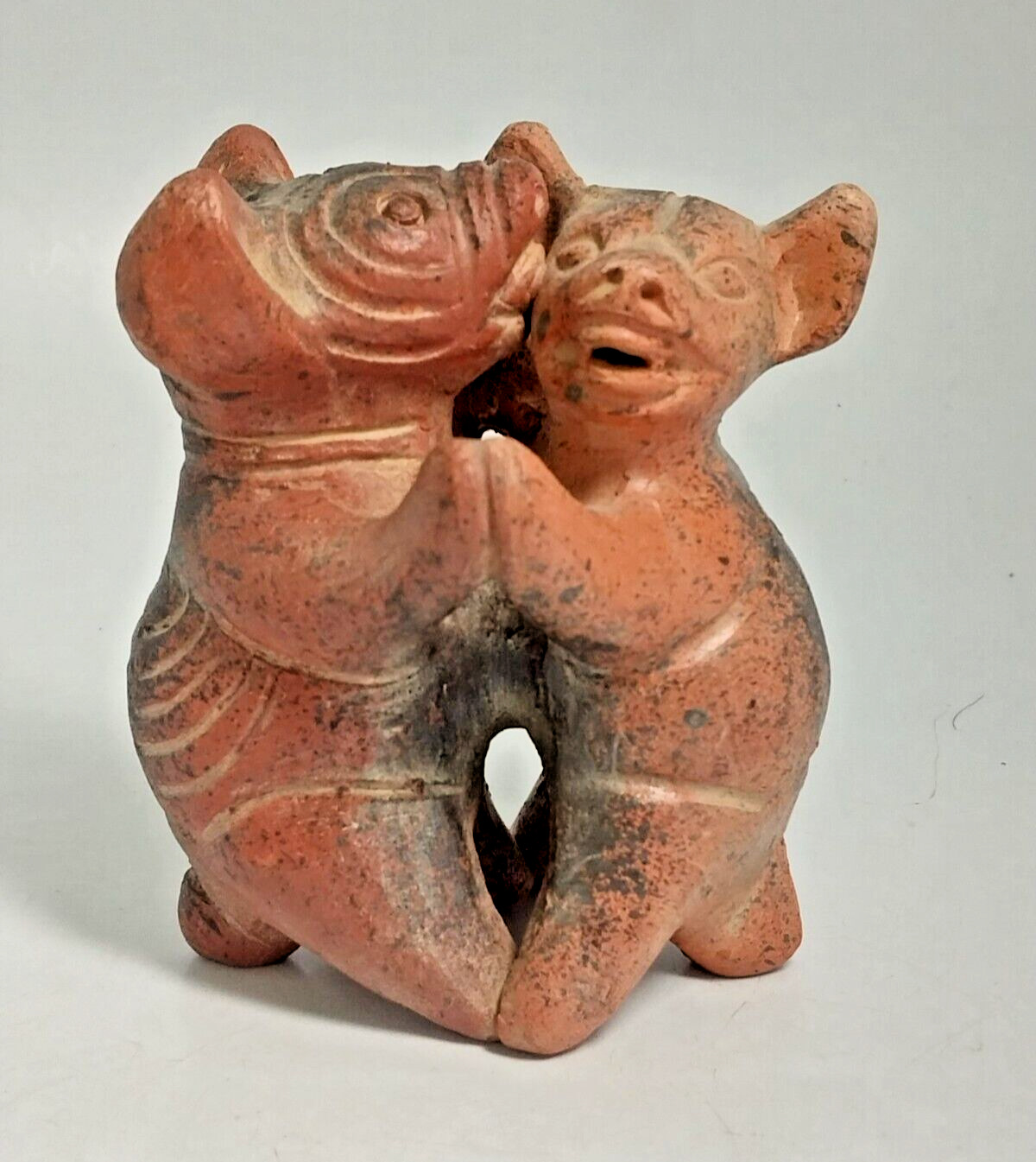 Pre Columbian Style Colima Dancing Xolo Dogs Sculpture Mexican Pottery Folk Art