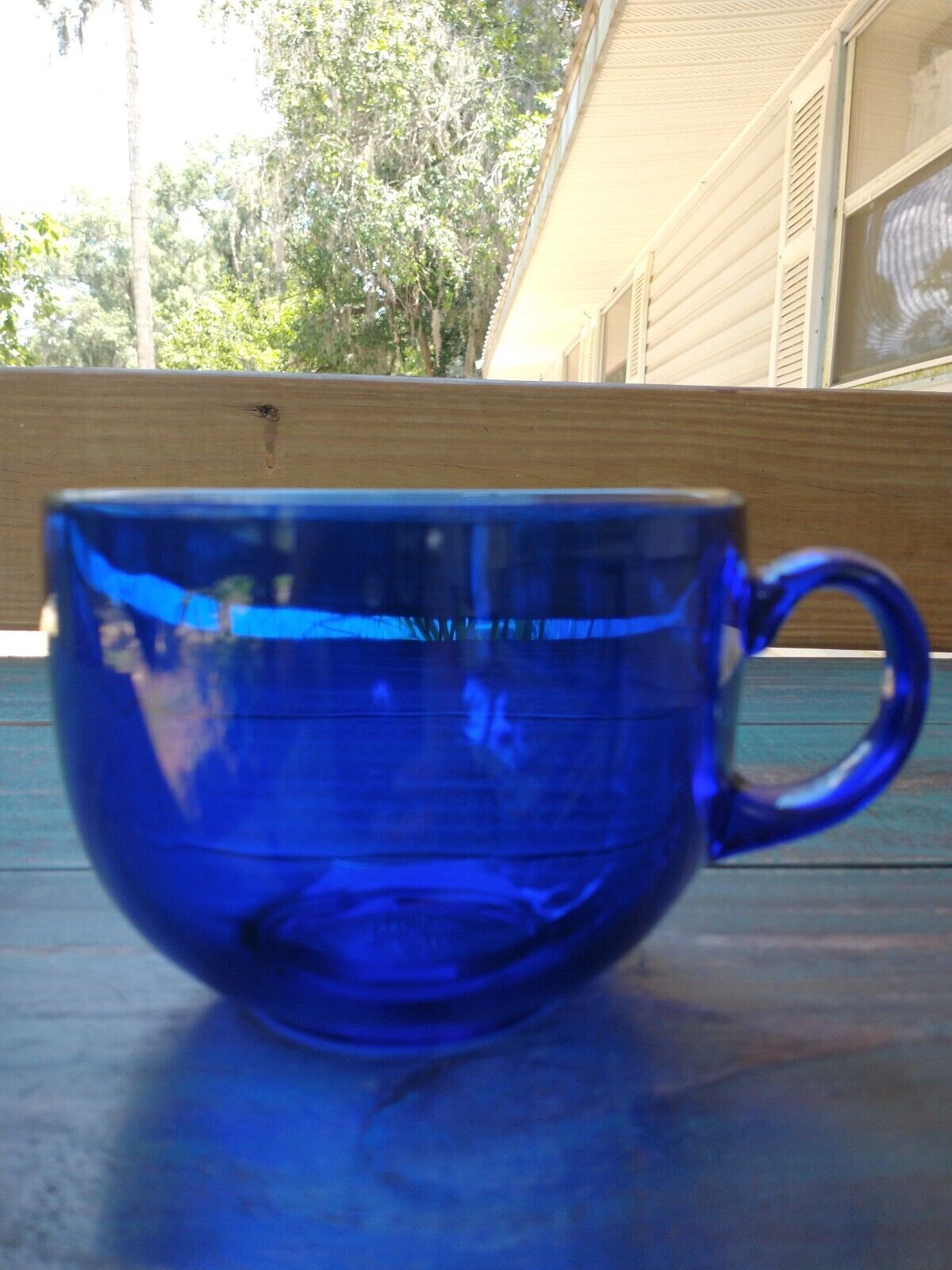 Vintage Cobalt Blue Glass Arcoroc France Large  Coffee/Soup/Tea Cup/Mug