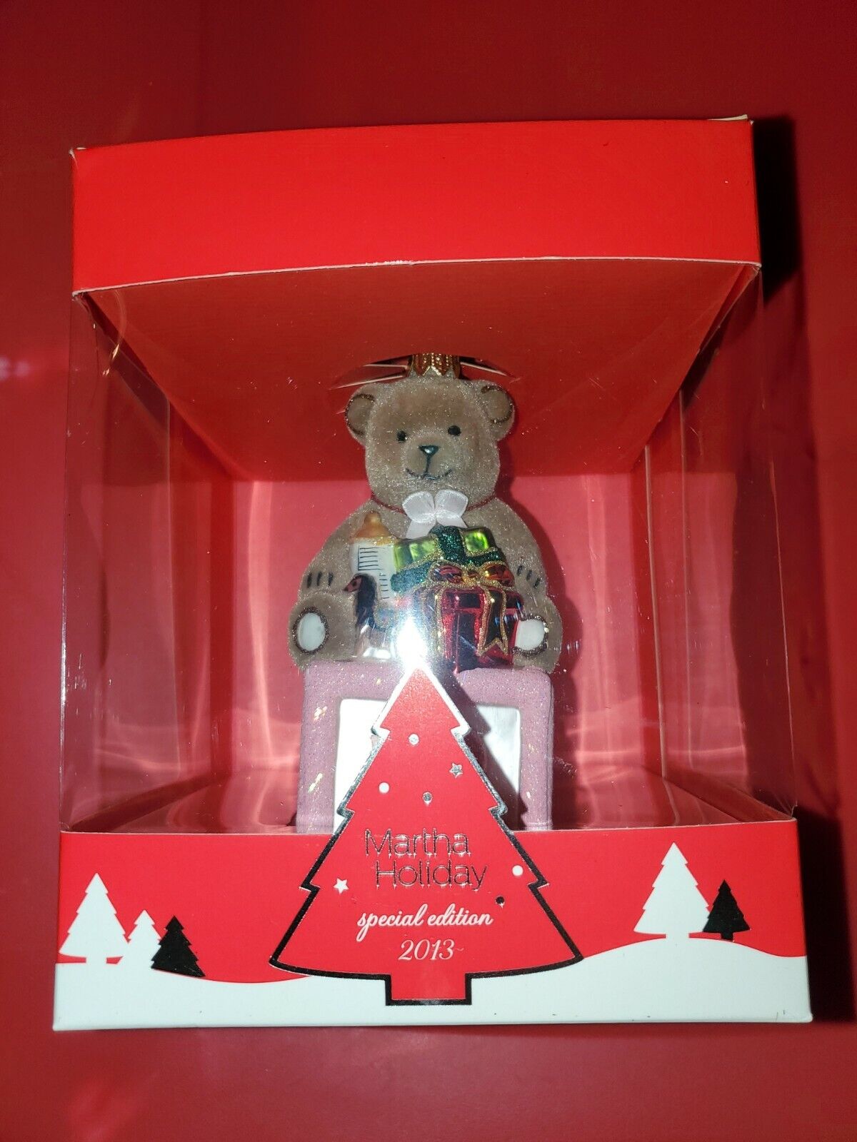 2013 Martha Holiday Special Edition Ornament Bear on Pink Block [New in Box]