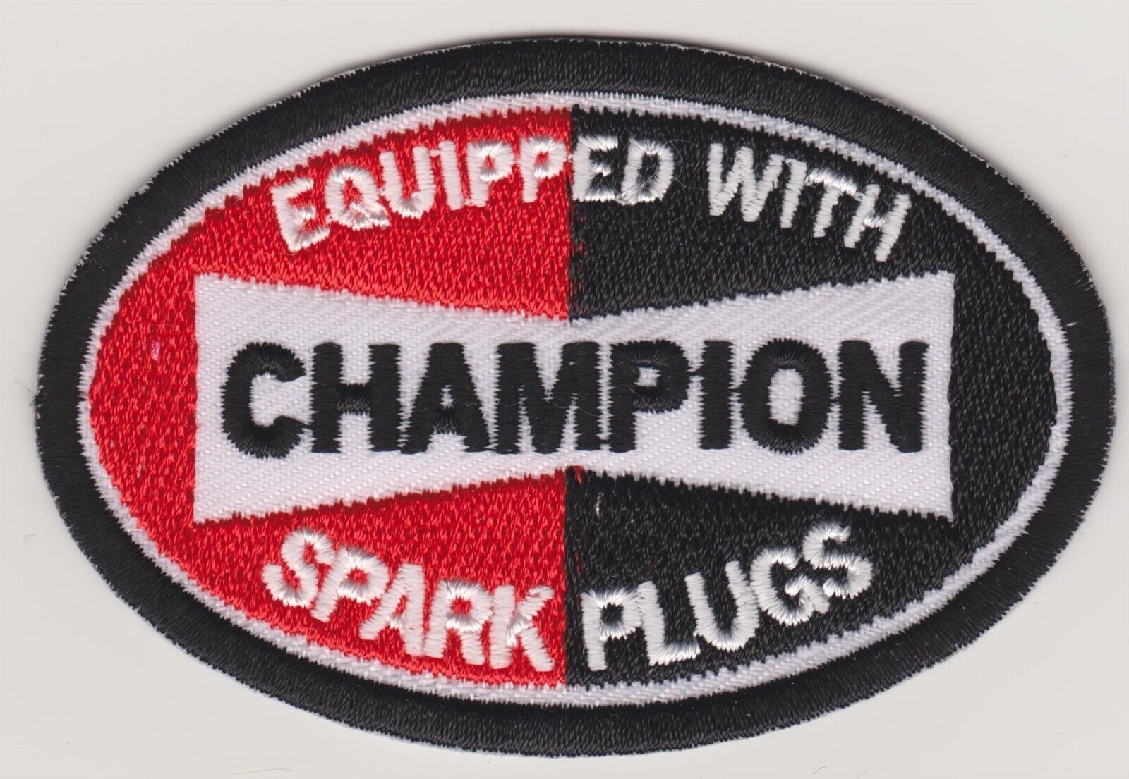 Equipped With Champion Spark Plugs Embroidered Iron On Car Patch *New* #299