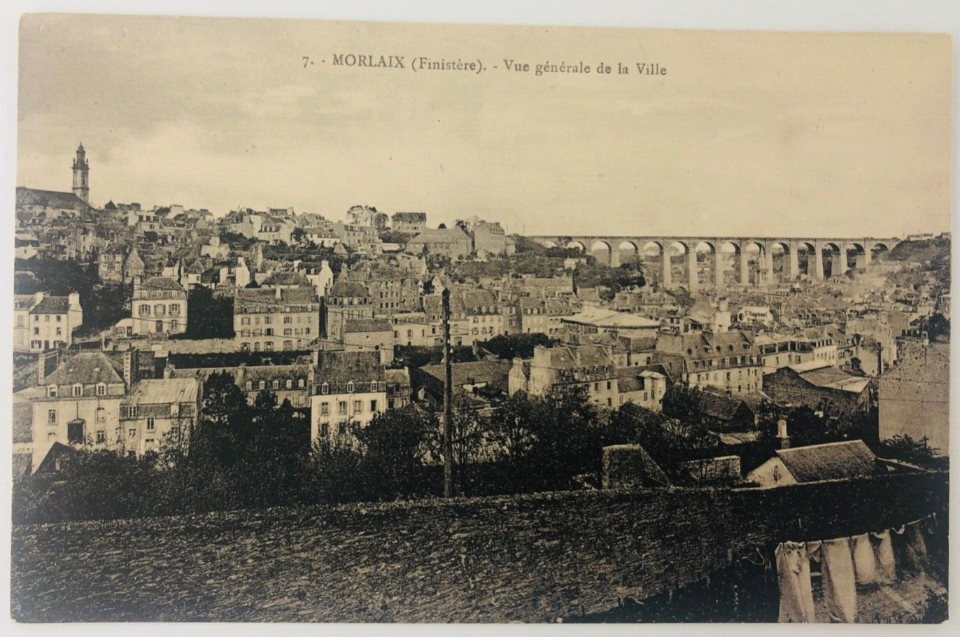 Vintage Morlaix France Vue General de la Ville Postcard P248