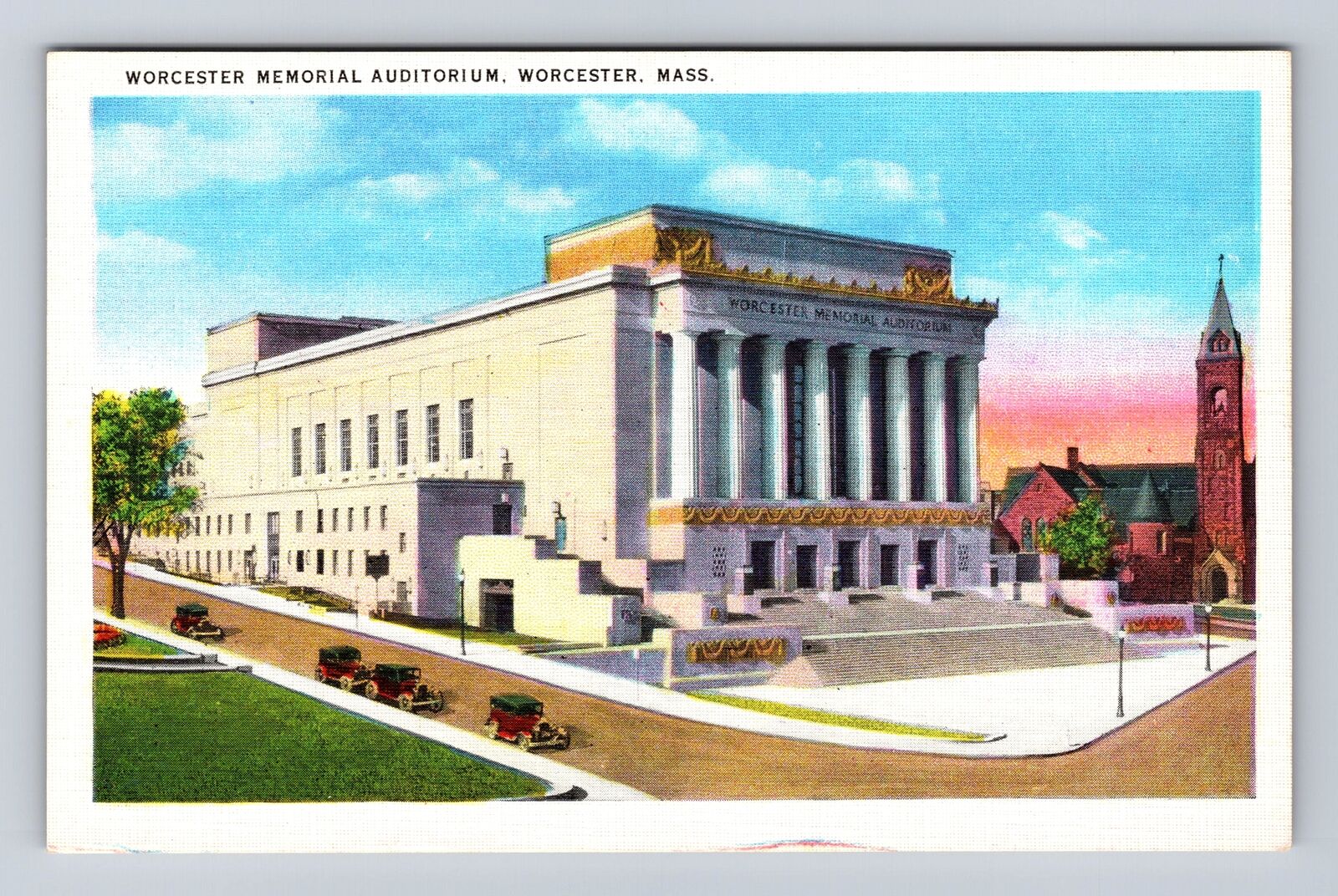 Worcester MA-Massachusetts, Worcester Memorial Auditorium, Vintage Postcard
