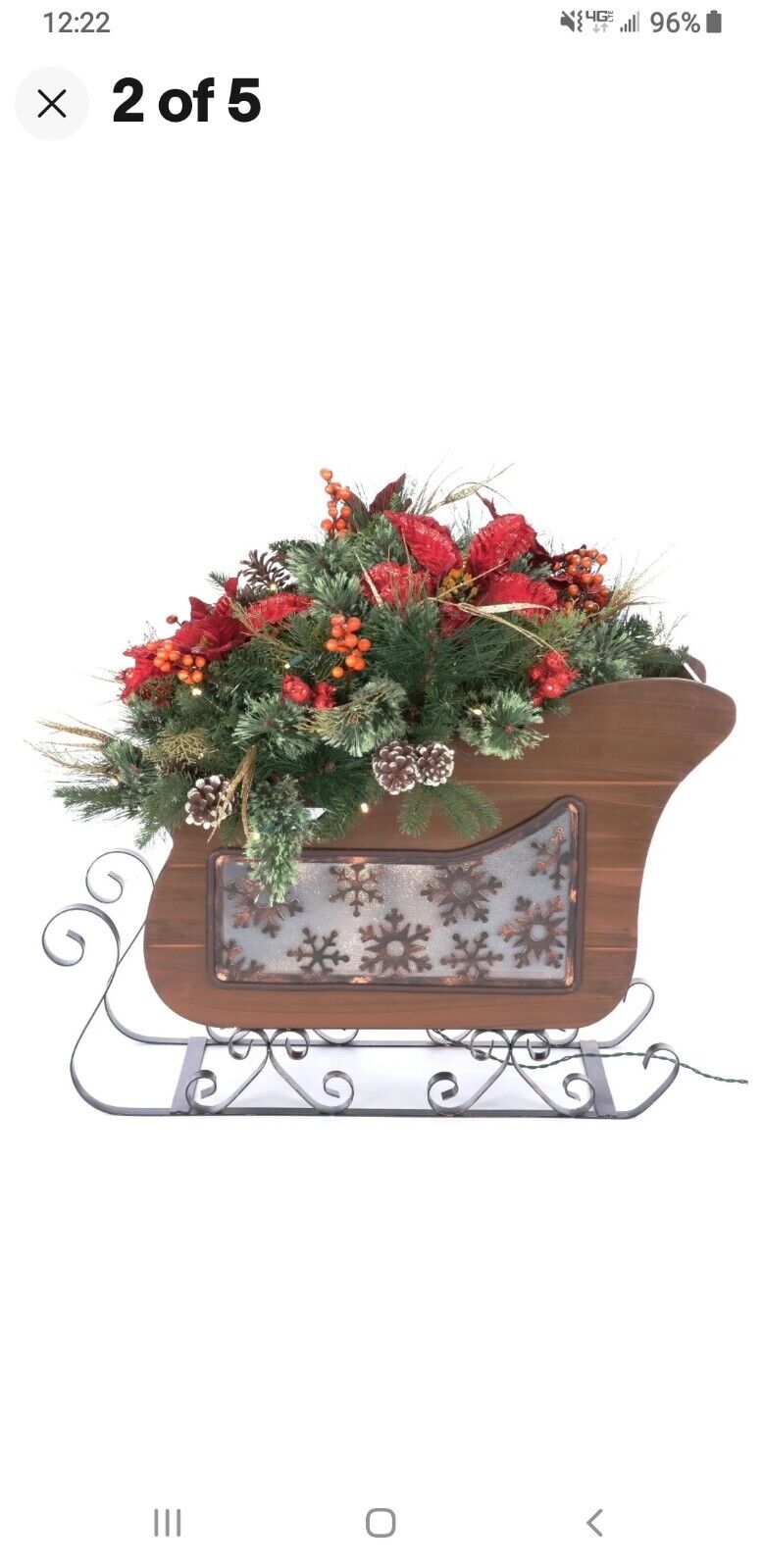 Holiday Living 30in Pre-lit Sleigh Centerpiece w/ White LED Lights-VGUC-in Box🎄