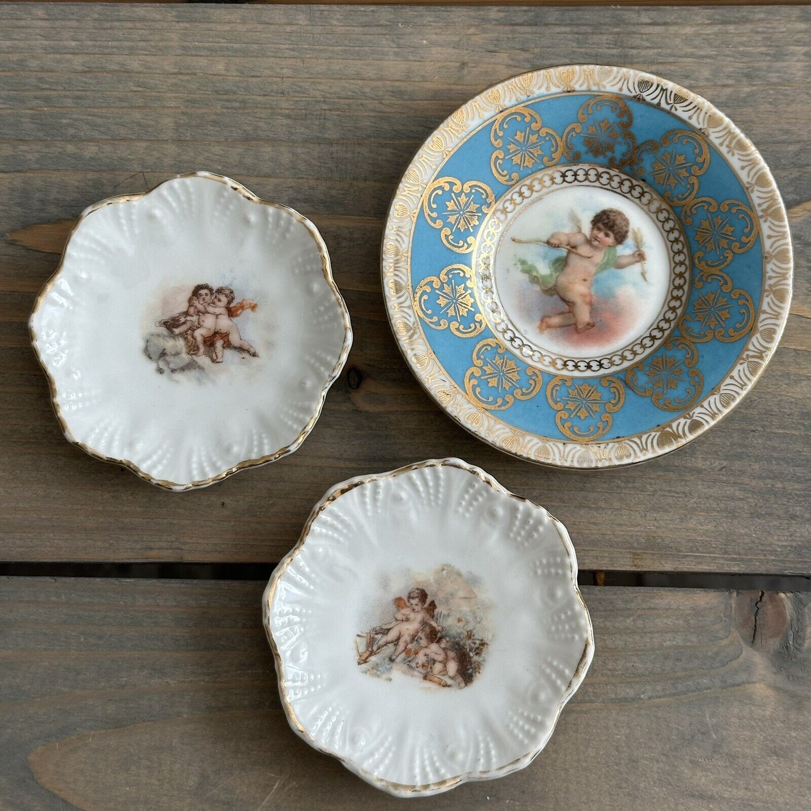Antique Austrian Royal Vienna Porcelain Small Plates Set Of 3