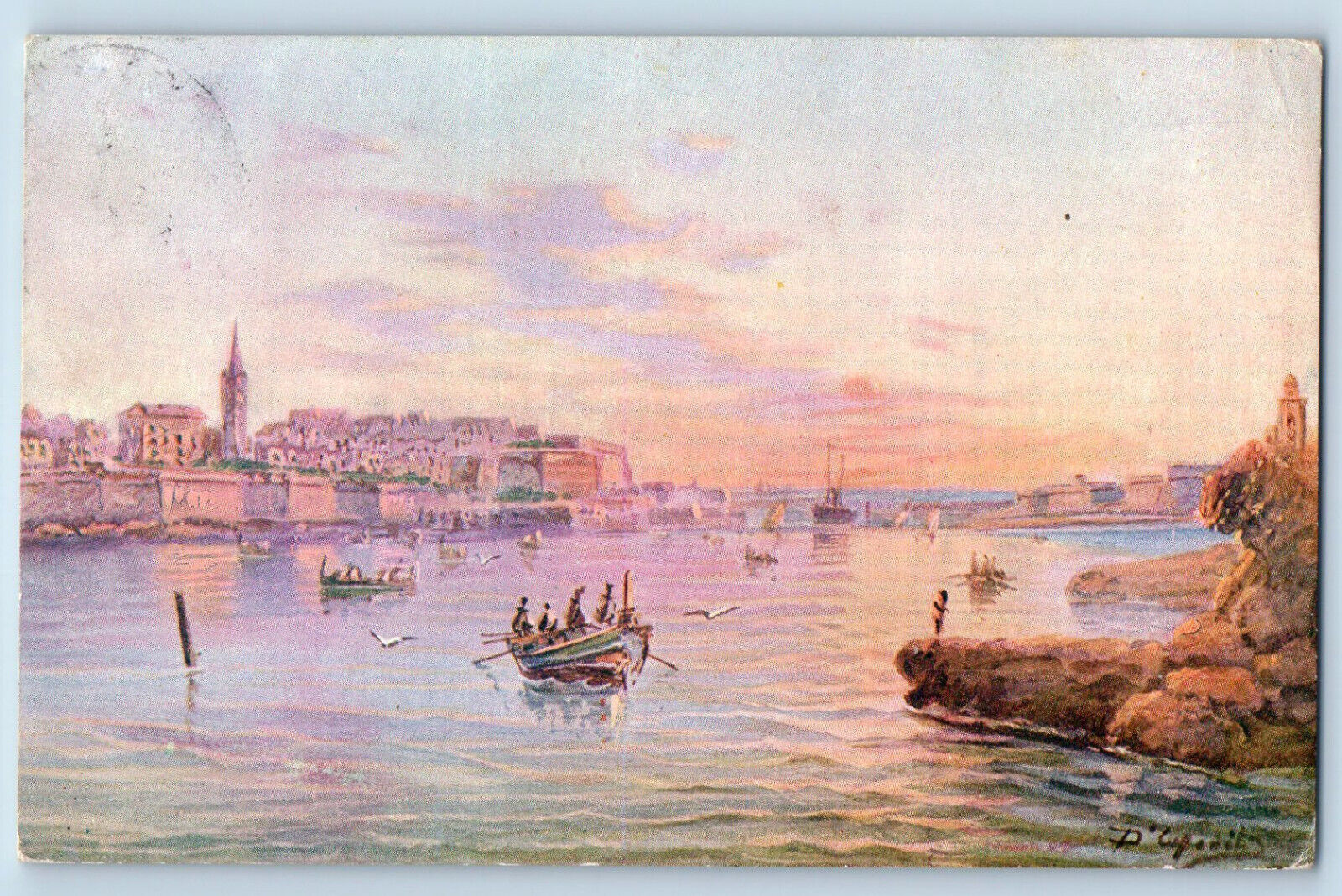 Malta Postcard Entrance to Marsamucetto Harbour c1910 Posted Antique