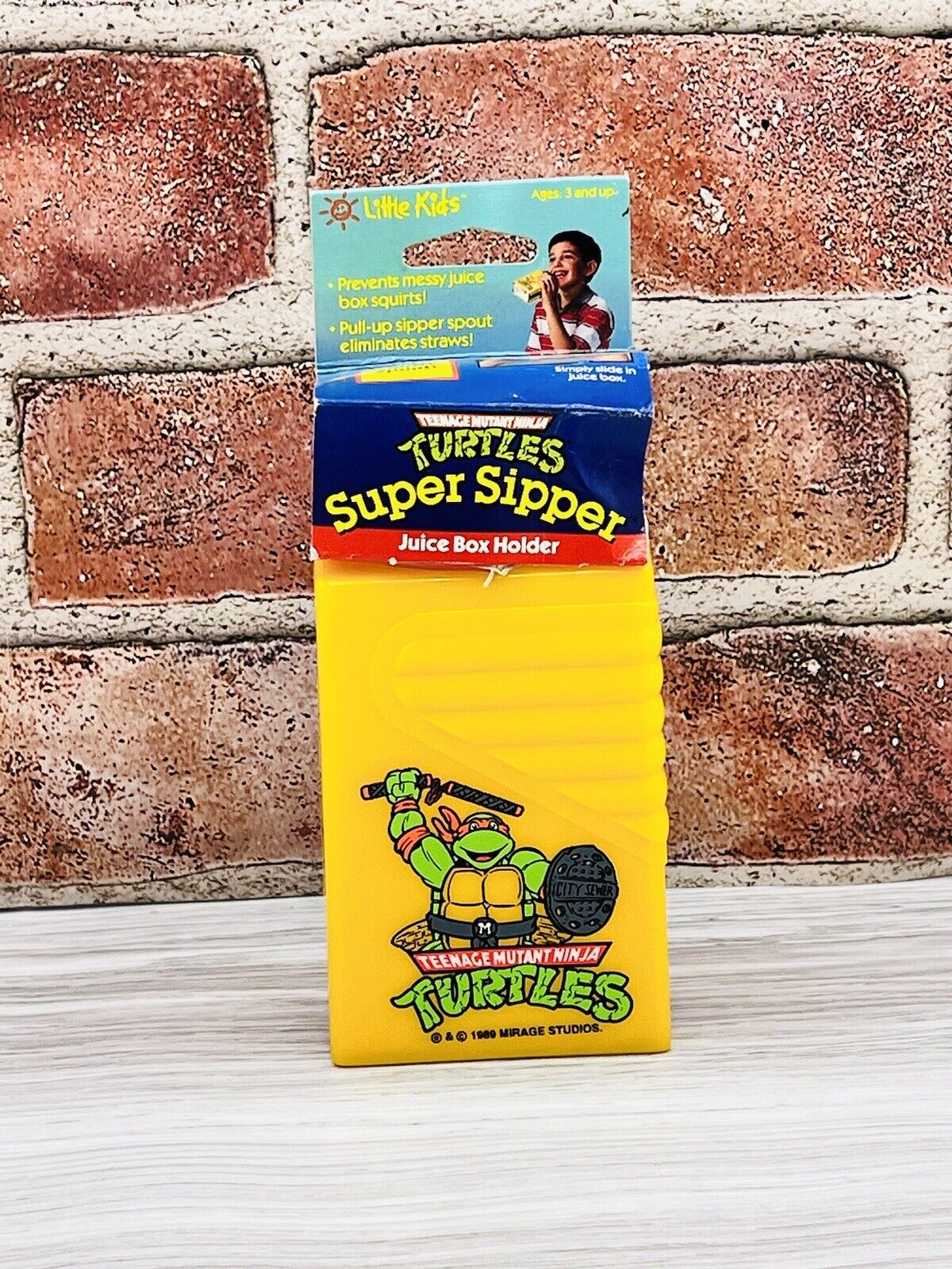 Vintage TMNT Super Sipper Juice Box Holder Michelangelo Little Kids 1989 Rare