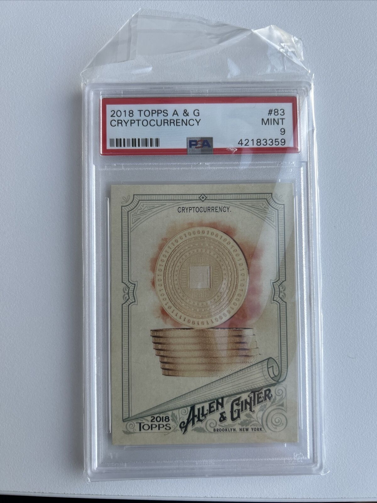 2018 TOPPS ALLEN GINTER #83 CRYPTOCURRENCY CRYPTO BTC BITCOIN CARD PSA GRADED 9