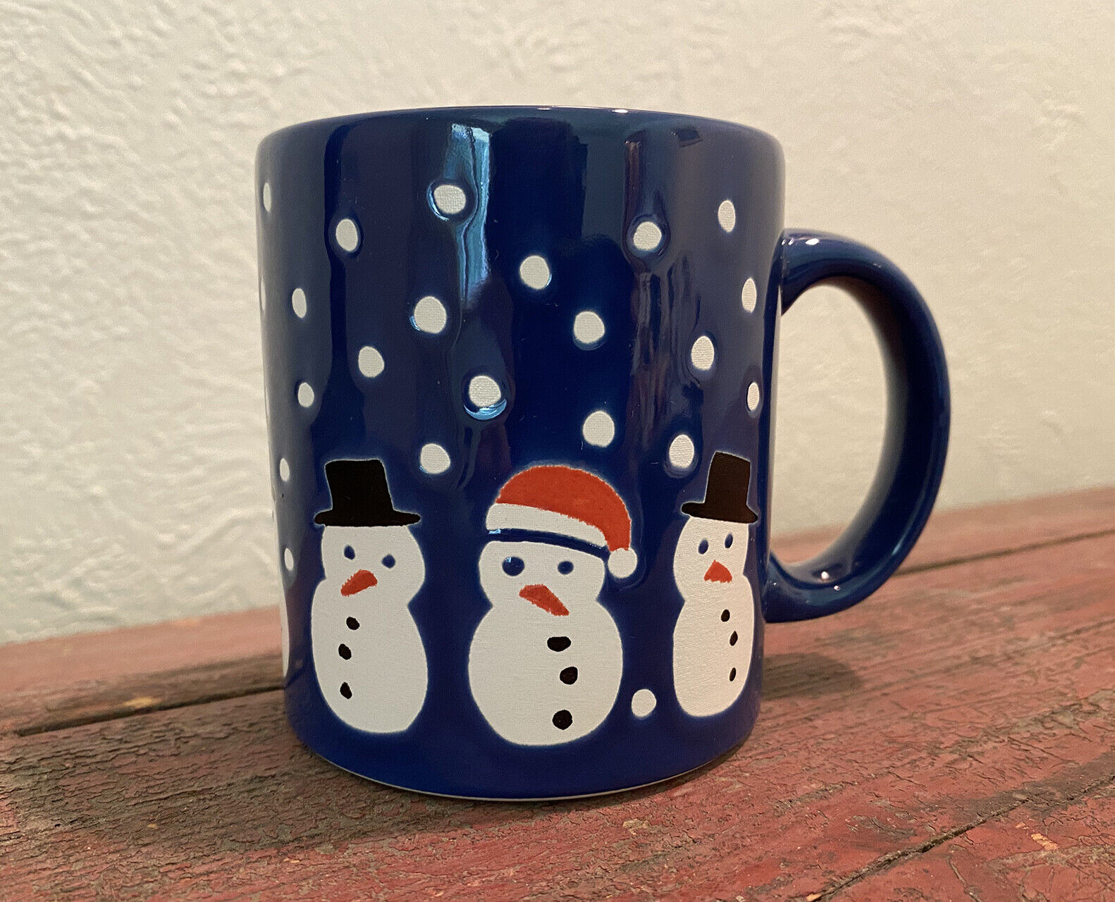 Waechtersbach Xmas Coffee Mug Snowmen Santa Snowman on Blue Made in Germany