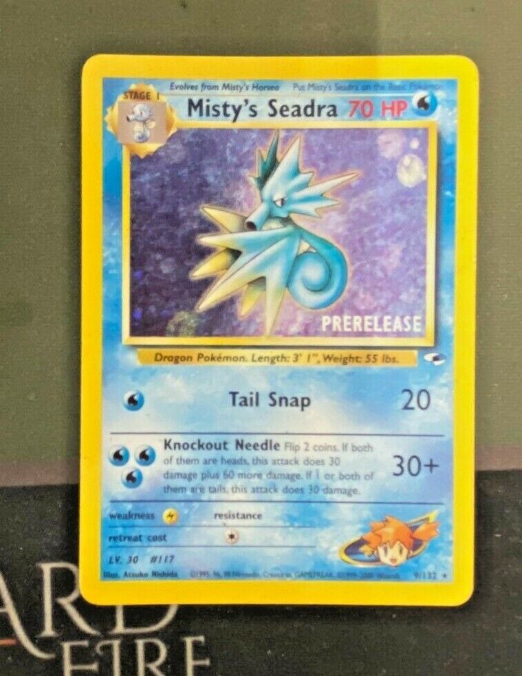 Misty\'s Seadra - 9/132 Gym Heroes Prerelease Card (Pokemon) Holo Rare -MP/HP