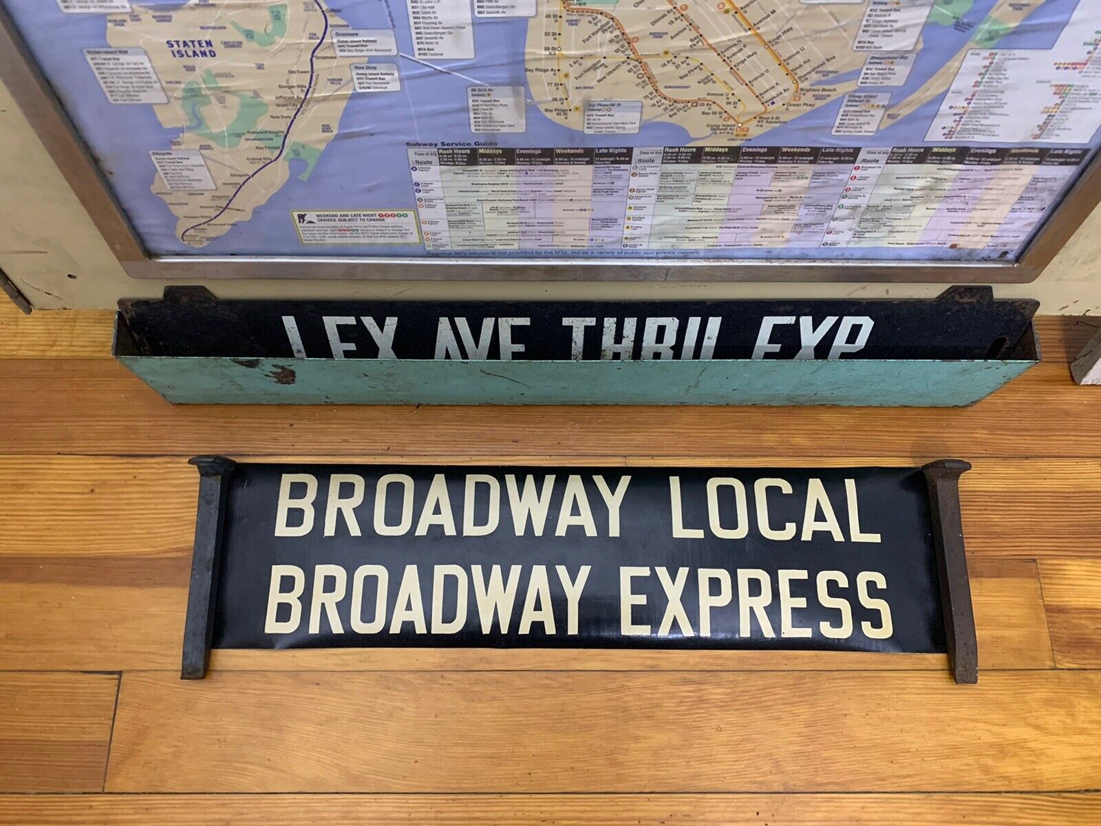 VINTAGE NY NYC SUBWAY ROLL SIGN IRT MANHATTAN BROADWAY THEATER ART EXPRESS LOCAL