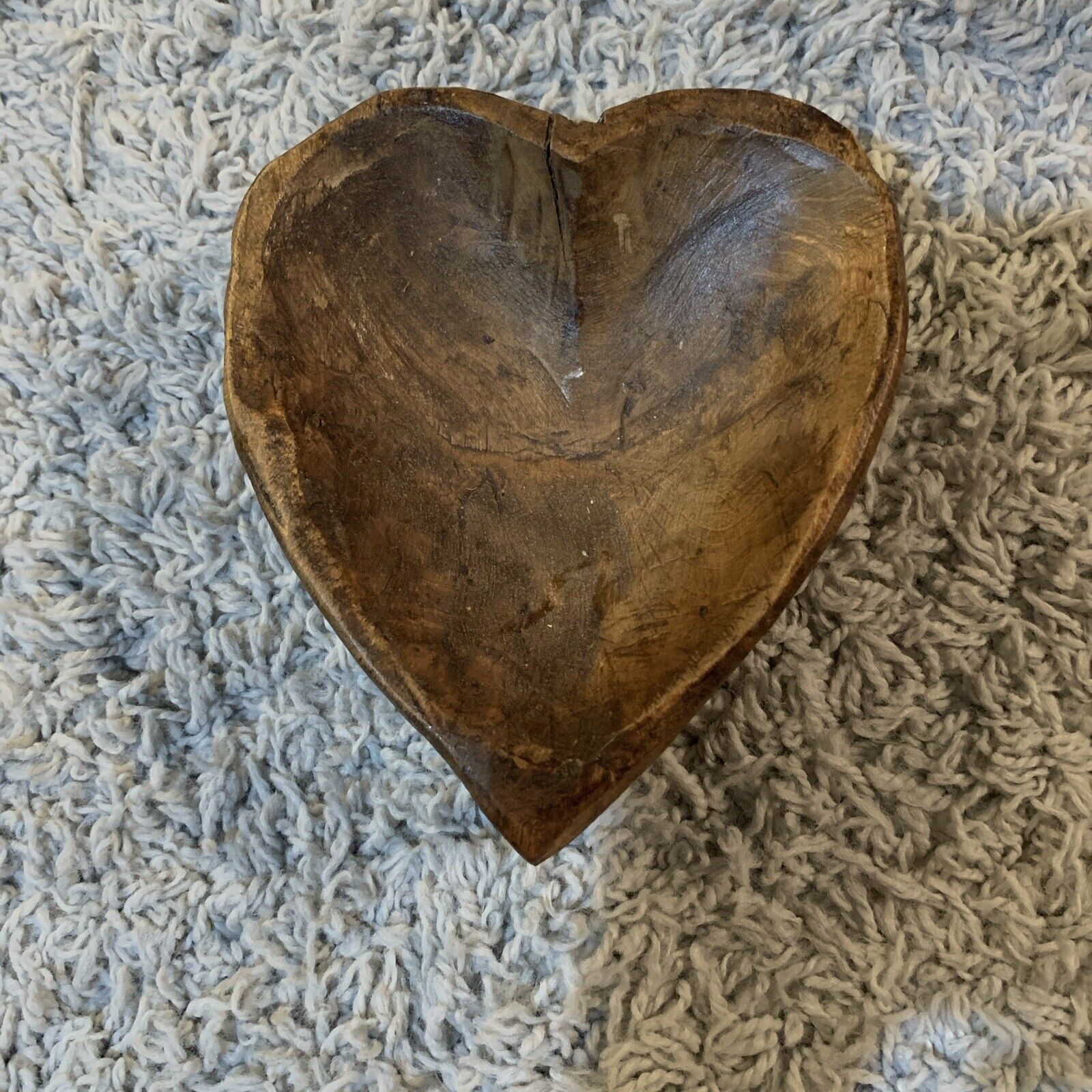 Vintage Wooden Heart Shaped bowl/dish  5.5 x 6 x 2.5 In