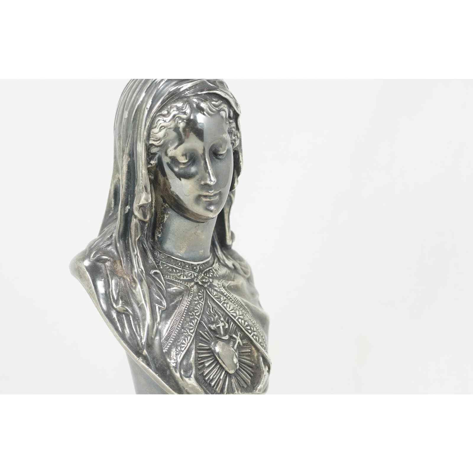 Antique Silver Plated Madonna Bust Sculpture, SC De Maria Portugal STUNNING