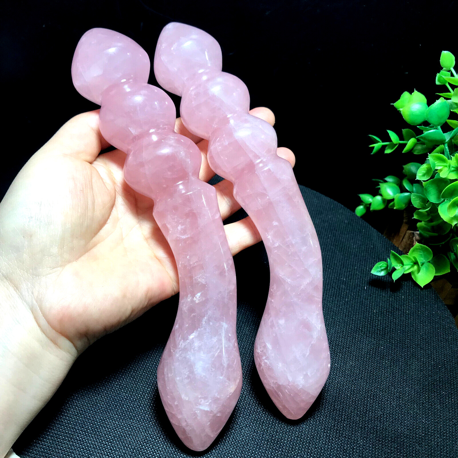 1PCS 17-20cm Natural Rose Quartz Crystal Massage Penis Wand Gemstone Healing  AA
