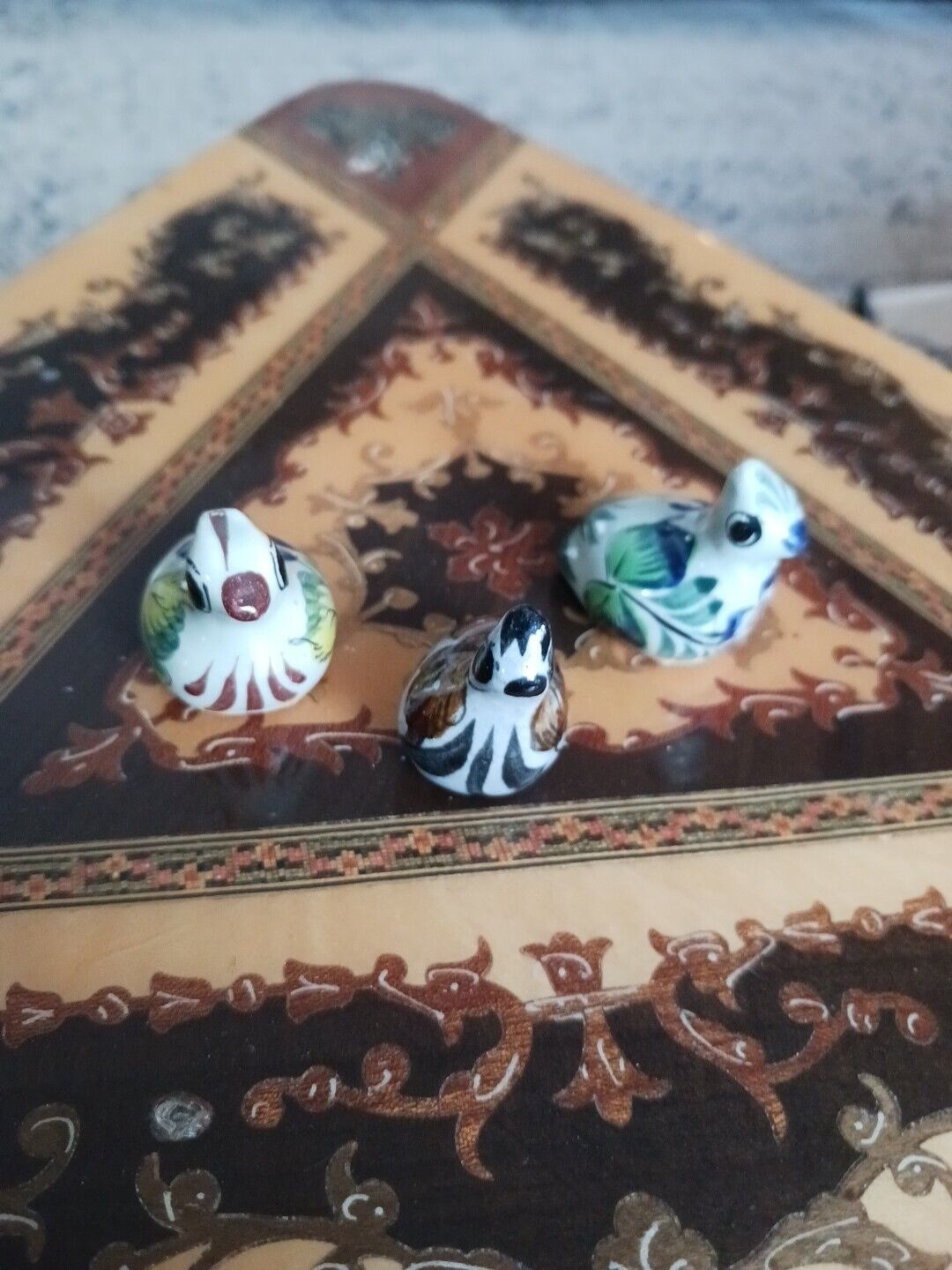 Lot 3 Mexican Tonala Mini Birds Folk Art Ceramic Clay Pottery Owls Dove/Pigeon
