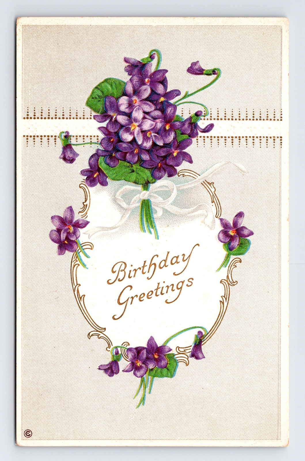 c1907 Postcard Birthday Greetings Forget Me Not Flowers Embossed