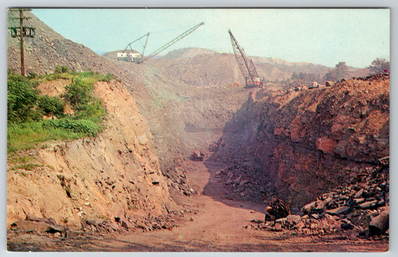c1960s Two Giant Shovels Coal Stripping Operation Pennsylvania Postcard