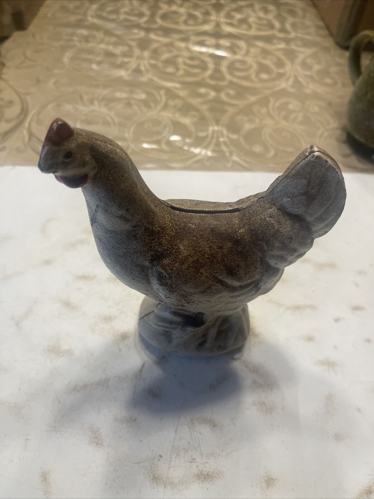 Vintage Antique Cast Iron Still Bank 🐔 Chicken 