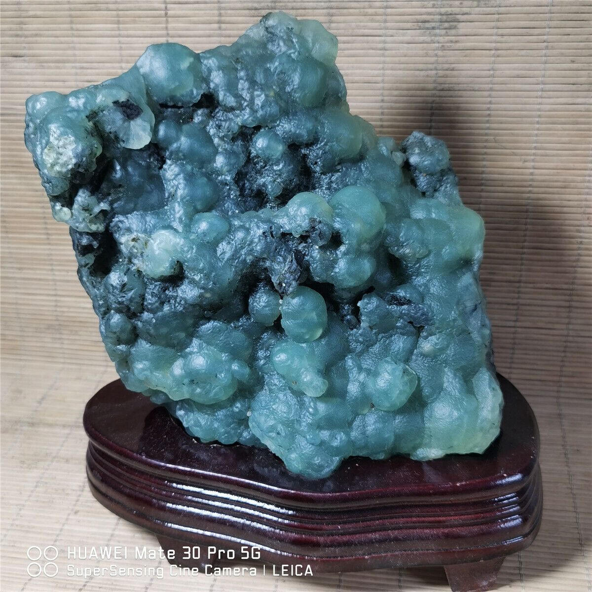 4.67 LB Natural Green grape agate crystal specimens from South Africa +stand