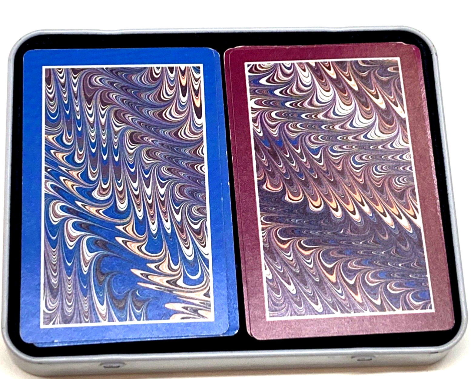 HOYLE Vintage Playing Cards Tin 2 Pack Red and Blue Swirl Collection Complete