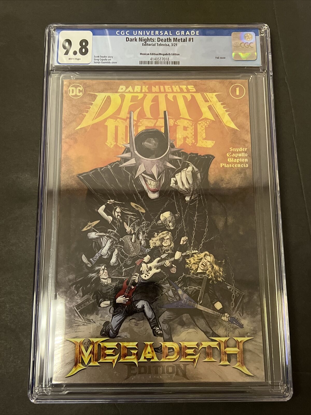 Dark Nights Death Metal #1 Bands Edition Megadeth CGC 9.8 Mexican Foil Exclusive