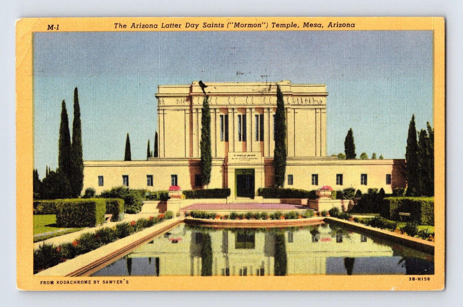 Postcard Arizona Mesa AZ Latter Day Saints Mormon Temple 1954 Posted Linen