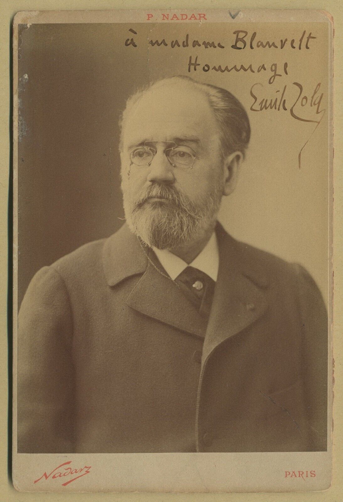 Emile Zola (1840-1902) - French writer - Outstanding signed Nadar photo - COA