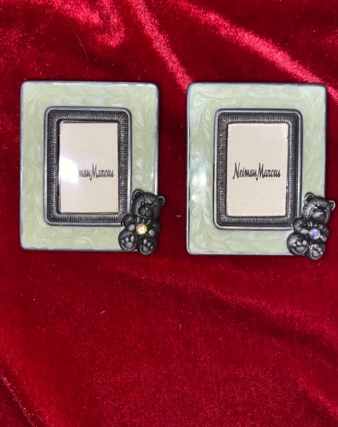 Set of 2 New mini pewter photo Picture Frames By Jay Strongwater Neiman Marcus
