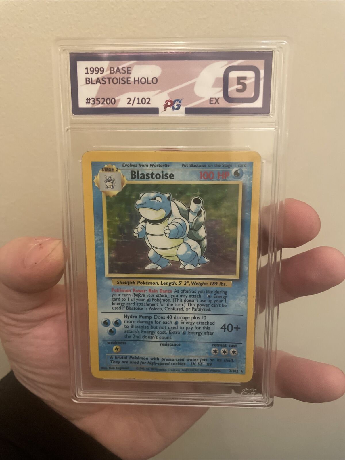 Pokémon TCG Blastoise 2/102 Base Set Poke Grade 5 WOTC Holo Card Rare Like PSA 5