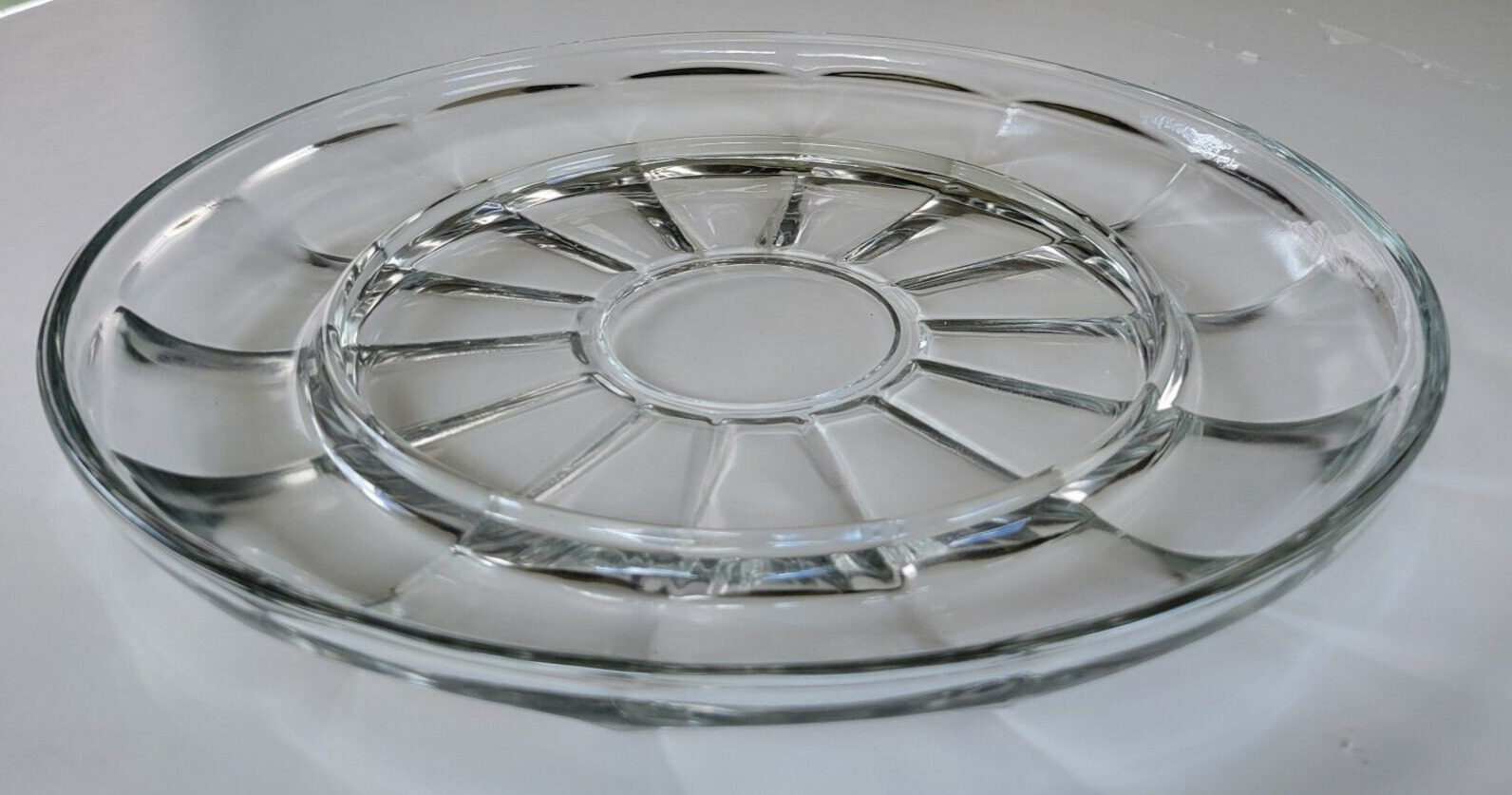 Cheese Crackers Multipurpose Serving Dish Plate Clear Glass Heavy 10.5\