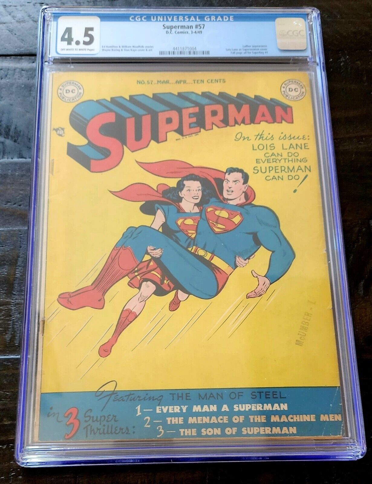 Superman #57 1949 DC Comics CGC 4.5 Lois Lane As Superwoman Superboy #1 Page